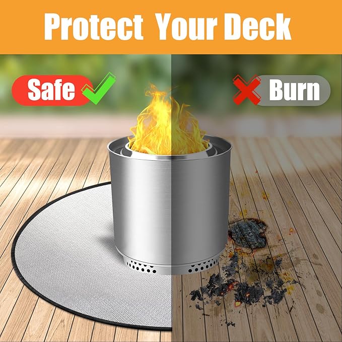 5-Layer Fire Pit Mat 47in Compatible with Solo Stove Bonfire Fire Pit, Esay to Clean Under Grill Mats for Outdoor Grill to Protect The Deck, Patio, Pavers