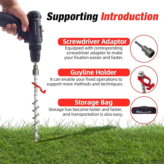 Ground Anchors Aluminum Tent Stakes Heavy Duty Tent Anchors for Swing Set Anchors Screw in kit for Securing Animals,Tents, Canopies, Sheds,Amusement Facilities,Swing Sets Outdoor-12 Packs