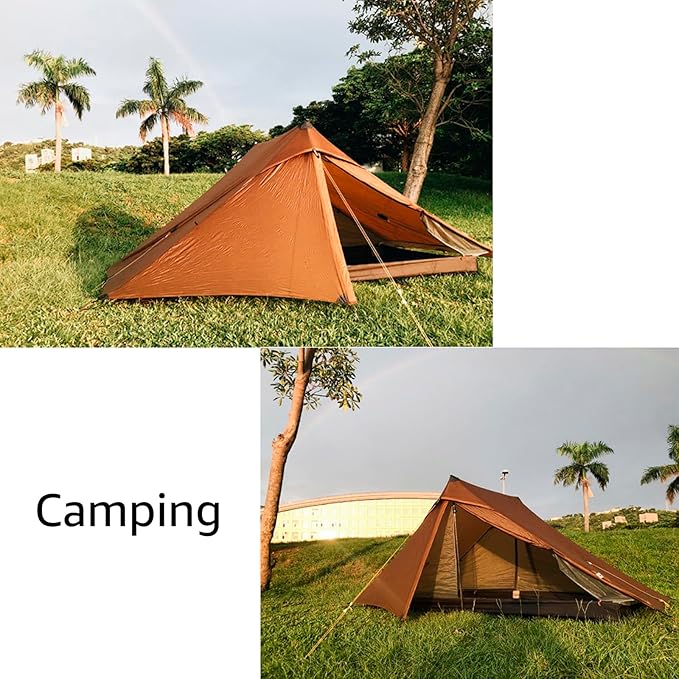 3FULGEAR Lanshan 2 Pro Tent 2 Person Ultralight Camping Tent, 3/4 Season Professional 20D Silnylon Rodless Tent for Camping, Climbing, Hiking