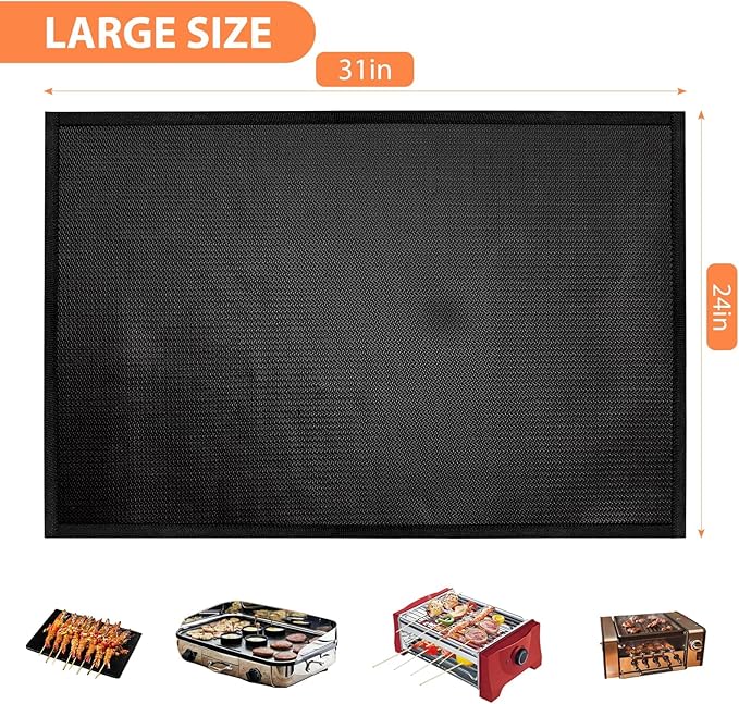 Under Grill Mats for Outdoor Tabletop Grill - 24 X 31 inch Fireproof-Grill Mats Easy to Clean Reusable Grill Mat, Heat Resistant Grill Table Mat, Fireproof, Waterproof, Oil Proof BBQ Mat