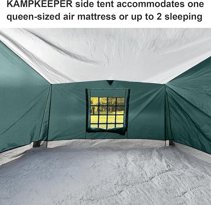 KAMPKEEPER Side Tent,Camping Tent for 10' x 10' Pop Up Canopy, Easy Set Up Gazebo,Compatible with 10' Wide Canopy Tents (Green)