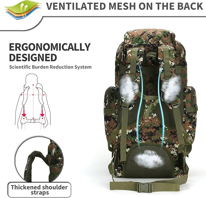 King'sGuard 70L Camping Hiking Backpack Tactical Backpack Military Molle Rucksack Backpack for Outdoor