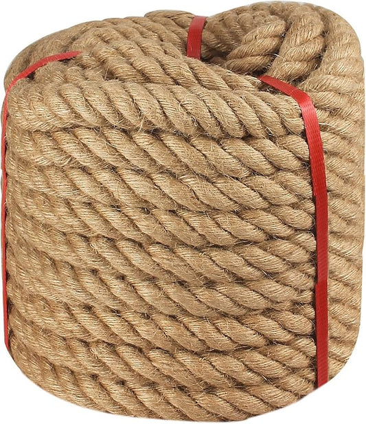 Twisted Manila Rope 3/4 in x 50 feet Natural Hemp Rope for Docks Railing Nautical Landscaping Crafts Tug of War Marine Tie-Downs Hammock Home Decorating DIY Projects