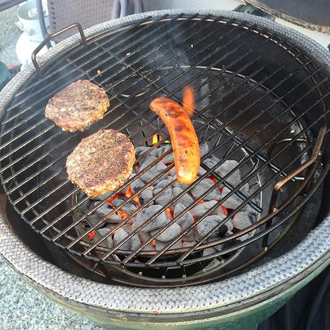 onlyfire Medium Charcoal Ash Basket Fits Big Green Egg, Stainless Steel Charcoal Holder with Handles, Grilling Accessories for Better Airflow