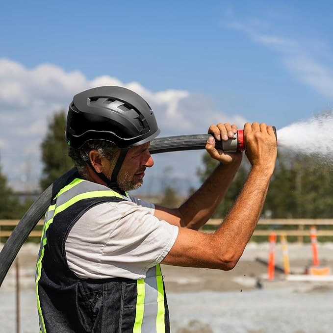 GE Safety Helmet, Impact Absorbing Tech, Adjustable Ratchet, ANSI Type 1, Memory Foam Padding, Hard Hats Protection, Lightweight, Durable, Chin Strap, Comfortable Fit OSHA Approved