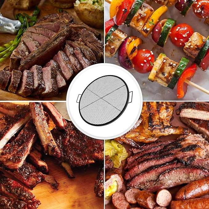 Stanbroil Heavy Duty X-Marks Fire Pit Cooking Grill Grates with Support X Wire - Outdoor Round BBQ Campfire Grill Grid - Camping Cookware, 30 Inch