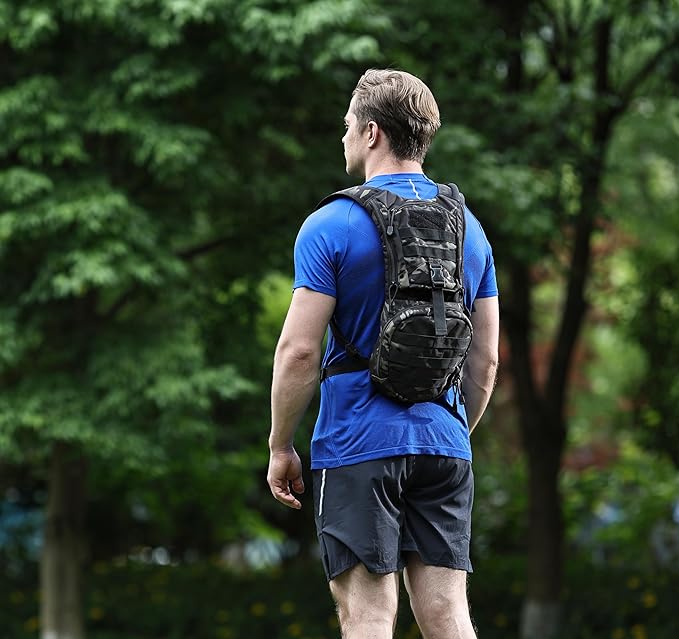 MARCHWAY Tactical Molle Hydration Pack Backpack with 3L TPU Water Bladder, Military Daypack for Cycling, Hiking, Running, Climbing, Hunting, Biking