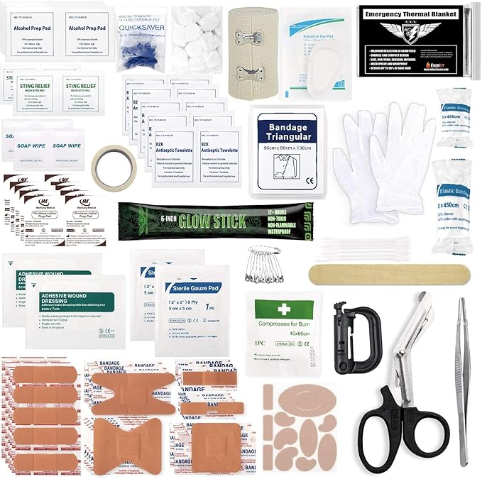 Everlit 180 Pieces Tactical First Aid Kit IFAK Molle EMT Pouch Outdoor Camping Emergency Kits for for Camping Boat Hunting Hiking Home Car Earthquake and Adventures Black