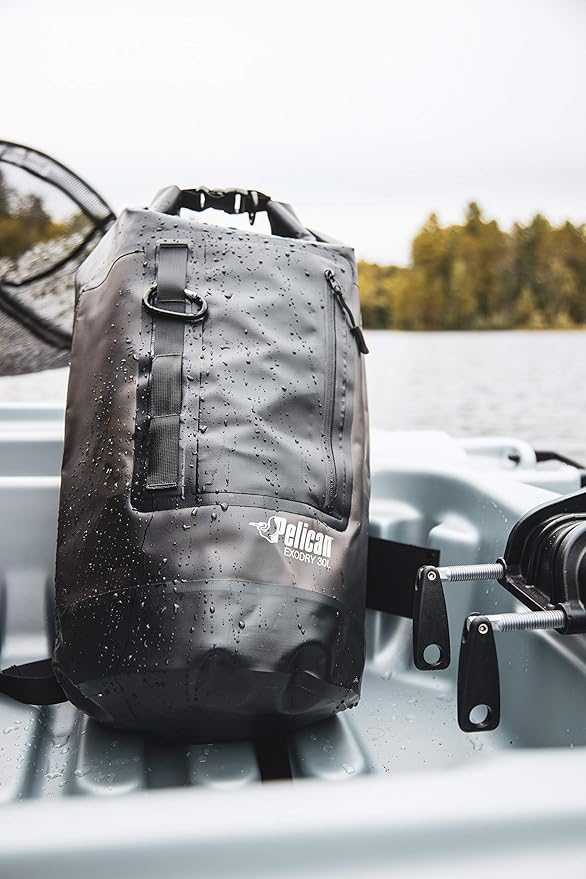 Pelican ExoDry Drybag 10L/20L/30L - Waterproof - Shoulder Strap - Thick & Lightweight - Roll Top Dry Compression - Keeps Gear Dry for Kayaking, Beach, Rafting and Fishing - Black