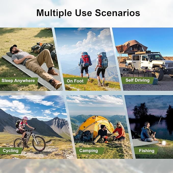 YIKI Closed Cell Foam Sleeping Pad for Camping, 72.8x22 inch, Ultralight Foldable Foam Sleeping Mat with Heat Reflective Layer, Waterproof Backpacking Pad for Hiking, Tent, Outdoor Use