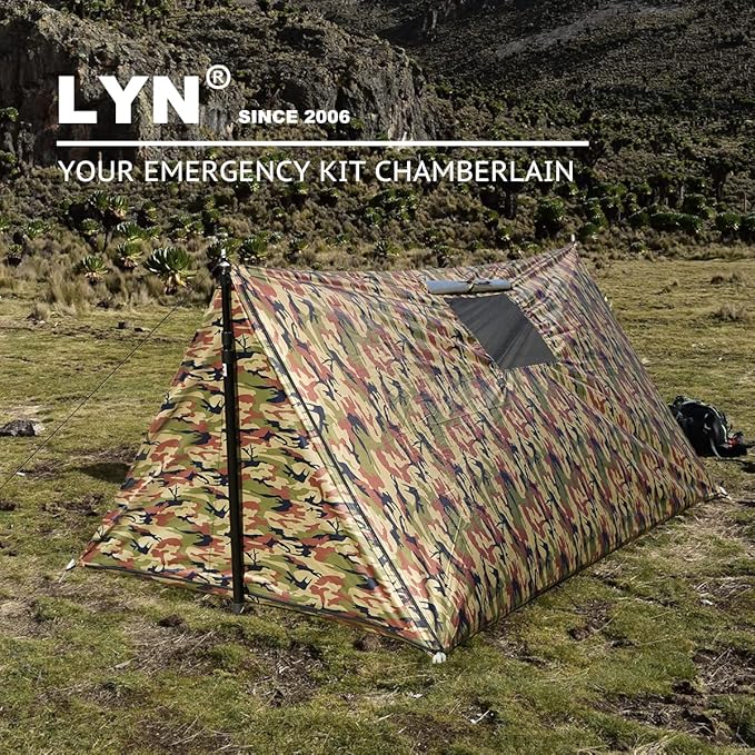 LYN Extra Large Zipper Reusable Survival Emergency Shelter Tent,Thermal Waterproof Fireproof Lightweight Bugout, with Paracord✚Stake for Camping,First Aid,Hiking&Bushcraft