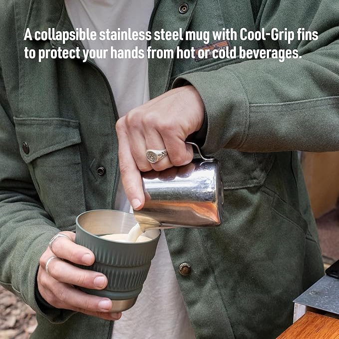 Sea to Summit Detour Stainless Steel Collapsible 16 Ounce Camp Mug, Moonstruck Grey