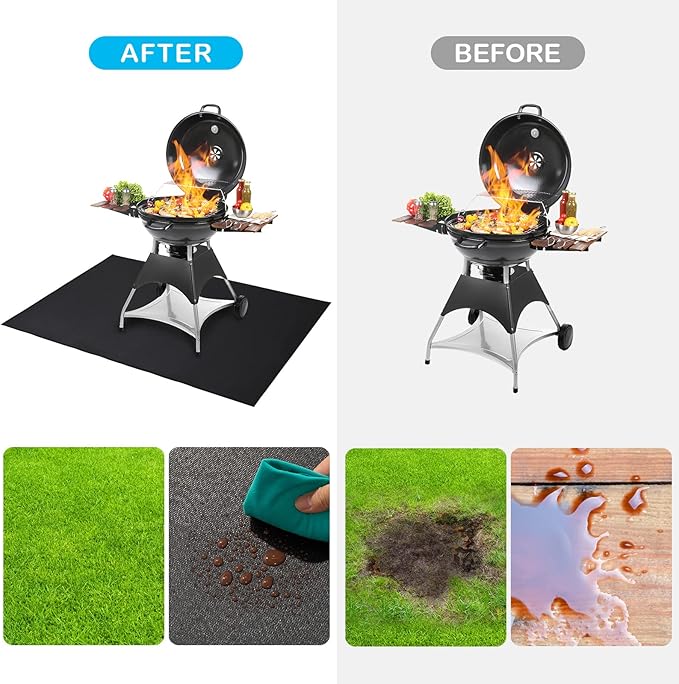 Under Grill Mat 48 ×30 Inch for Outdoor Charcoal, Flat Top, Smokers, Gas Grills.Oil-Proof and Water-Proof BBQ Cvtayn Fireproof Mat Protects Deck Grass, Indoor Fireplace Mat