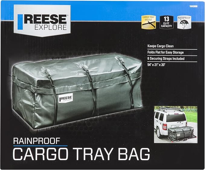 Reese Explore 1043000 Rainproof Hitch Cargo Carrier Bag, 13 Cubic Feet Cargo Space, 54 x 21 x 20 Inches, Fits Most Full-Size Hitch Mounted Cargo Carriers