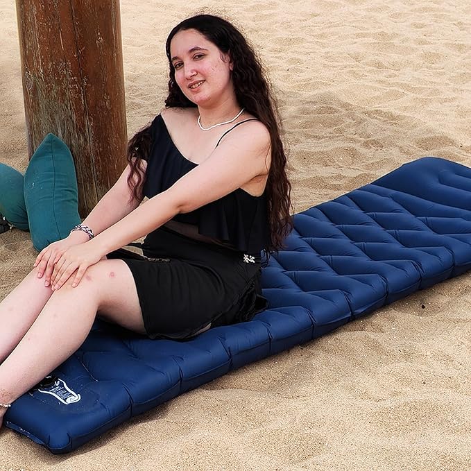 Oversized Camping Sleeping Pad,4.2" Thick Ultralight Camping Sleeping Mats for Adults,Camping Mattress with Pillow & Built-in Pump for Tent,Backpacking,Travel