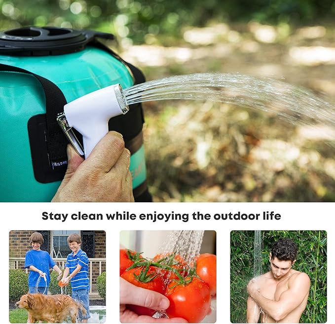 WILD HEART Camping Shower 22L/ 12L Portable Shower for Camping with Pressure Foot Pump and Hose - Solar Shower Bag Backpack for Camping, Road Trip & Outdoor Use