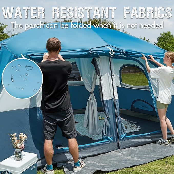 PORTAL 6 | 8 | 10 Person Family Camping Tent with Porch, Big Family Camping Tent with Tall Height, Good Ventilation, Water Resitant Large Tent for Outdoor Camping, Backyard