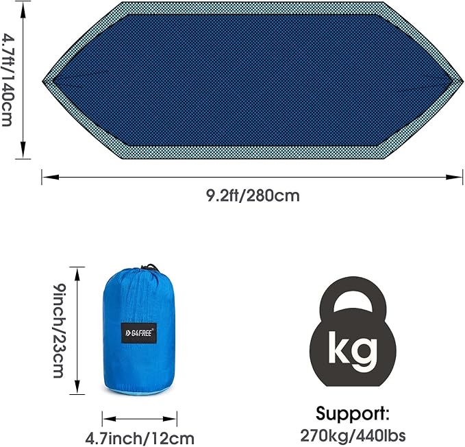 G4Free Large Camping Hammock with Mosquito Net 2 Person Pop-up Parachute Lightweight Hanging Hammocks Tree Straps Swing Bed for Outdoor Backpacking Backyard Hiking