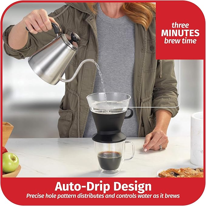 Goodcook Koffe BPA-Free Plastic Auto-Drip Pour Over Coffee Maker with #2 Paper Filters