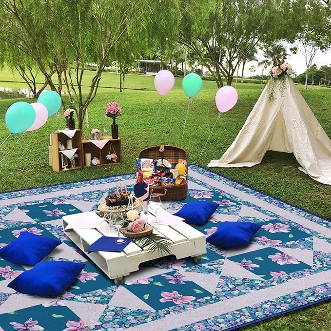 Extra Large Picnic Blankets Waterproof Foldable (60"x 80") Beach Blanket Waterproof Sandproof,3-Layer Thicking Mat Outdoor Packable Camping Blanket
