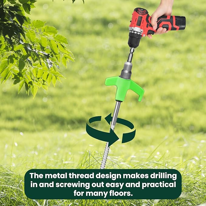 12 Pack 8" Screw in Tent Stakes Heavy Duty- Ground Anchors Screw- Tent Pegs Camping Stakes- Hex Pegs Drillable Tent Stakes and Hexagon Head Drive and Storage Box(Green)