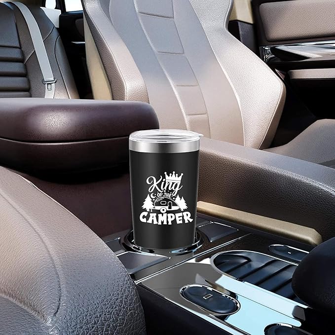 King of the Camper Tumblers with Lids and Straws, Camping RV Stainless Steel Vacuum Insulated Travel Tumbler Cups 20 OZ for Men