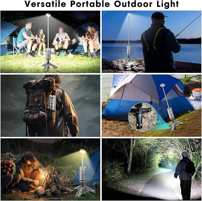 Camping Light Telescopic, Rechargeable Collapsible Camping Lanterns with Stand, 10000mAh Magnetic Waterproof Camping Lamp, Outdoor Light for Emergency, Cool Camping Must Haves (Gray)