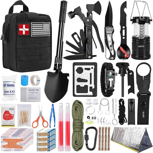 171PCS Survival First Aid Kit with Survival Gear, First Aid Supplies, Emergency Tent, and MOLLE Nylon Bag, Ideal for Car, Travel, Home, Outdoor Adventures, for Men, Christmas, Teens