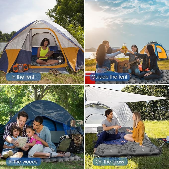 HiiPeak Sleeping Pad for Camping- Ultralight Inflatable Sleeping Mat with Built-in Foot Pump & Pillow, Upgraded Compact Camping Air Mattress for Camping, Backpacking, Hiking