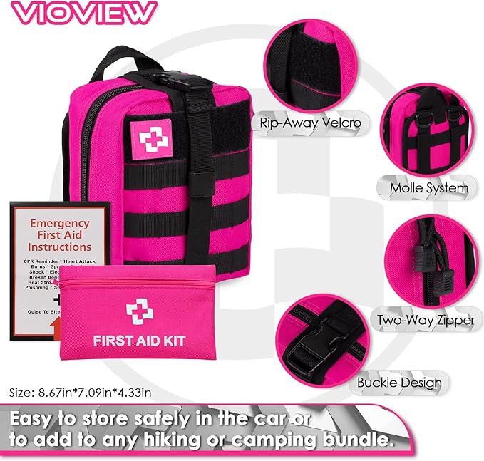 Emergency Survival Kit and First Aid Kit, Self Defense Kit Safety Kit, Survival Gear and Equipment with Tactical Molle Pouch and Emergency Tent, Outdoor Adventure, Hiking, Hunting, Gifts for Men Women