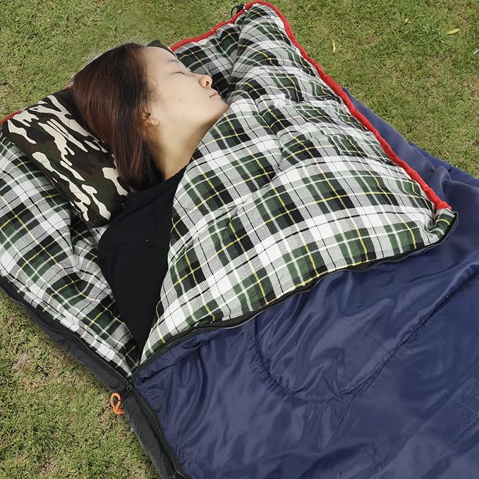 REDCAMP Cotton Flannel Sleeping Bag for Camping Backpacking, Adults Cold Weather Envelope Sleeping Bags with 2/3/4lbs Filling