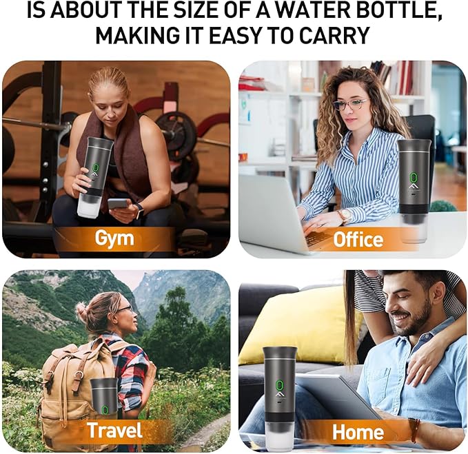 APSARAS USA Portable Coffee Maker for Travel, Portable Espresso Maker, 20 bar Mini Espresso Machine, 3in1 Travel Coffee Maker with Ground Coffee & Capsule(Ns&DG) for RV, Camping, Car