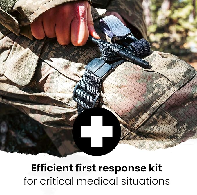 IFAK (Individual First Aid Kit) Trauma Kit with CAT Tourniquet — Medical Pouch for Tactical, Outdoor, Hiking, Military — Backpacking Emergency Medical Kit for Bleeding Control (OD Green)