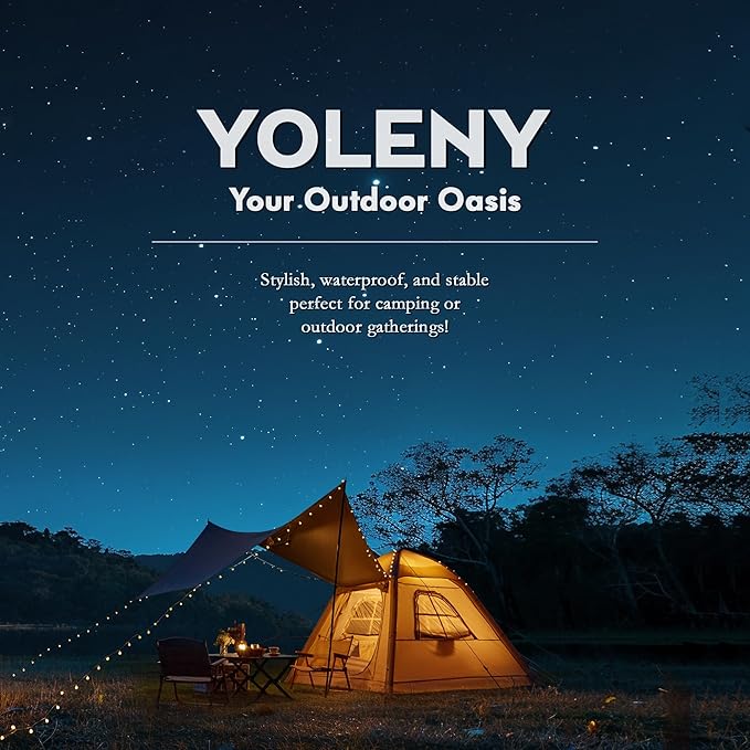 YOLENY 2-4 Persons Inflatable Camping Tent with Pump & Extended Canopy, Easy Set-up, Oxford Portable Free-Standing Family Cabin Tents for Hiking