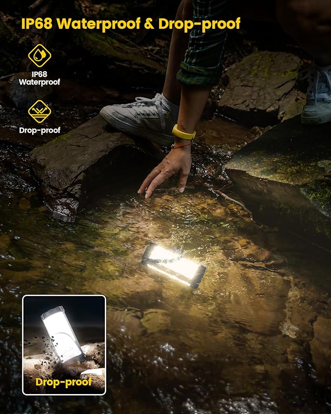 Glocusent Camping Lantern Rechargeable, Up to 80Hrs, 5000mAh 106 LED Lantern with 5 Brightness 3 Modes & SOS, IP68 Waterproof, Max 1200LM, Camping Light for Power Outages Hiking Emergency Hurricane