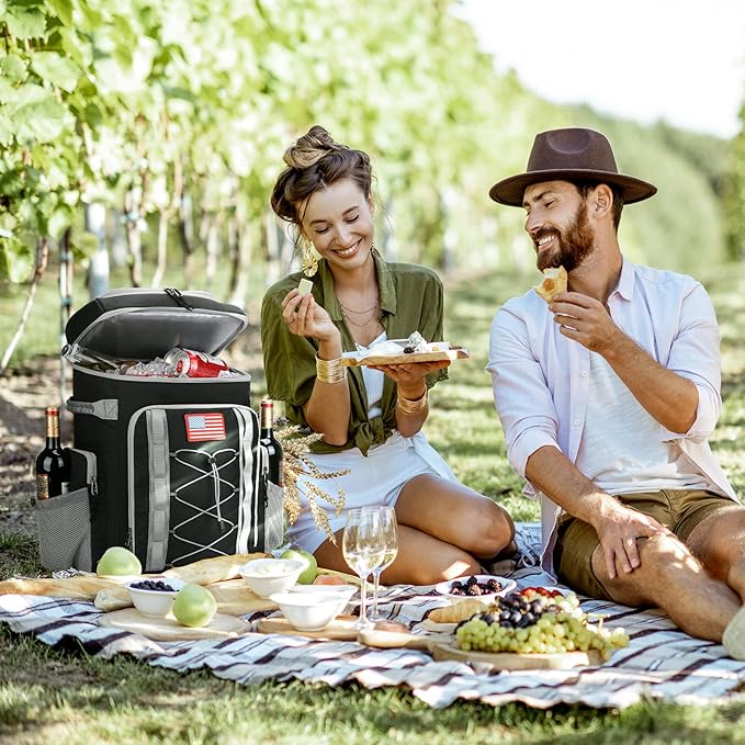 Maelstrom Backpack Cooler,Soft Lightweight Leakproof Cooler Backpack,50 Can Insulated Cooler Bag,Keeps 50 Cans Hot/Cold for Up to 16 Hours,Waterproof Lunch Bag for Men Women-Black