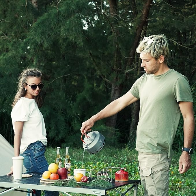 Bulin 1.6L/2.2L Camping Kettle Aluminum Alloy Open Campfire Coffee Tea Pot Fast Heating Outdoor Gear for Boiling Water Ultralight Portable Hiking Picnic Travel