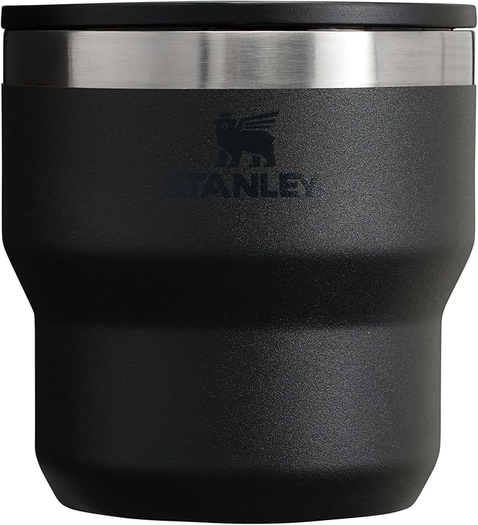 STANLEY Stay-Hot Stacking Camp Cup 10 oz | Press In Drink Through Lid | Cup for Coffee, Tea and Drinks | Insulated Stainless Steel Coffee Mug | BPA-Free | Black 2.0