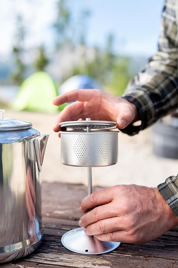 Stansport Aluminum Percolator Coffee Pot with Wire Handle