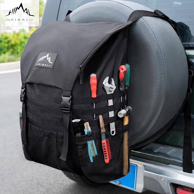 Himal Outdoors Spare Tire Trash Bag, Spare Tire Storage Bag,SUV Trunk Organizer for Outdoor Off-Road Recovery Gear,Black