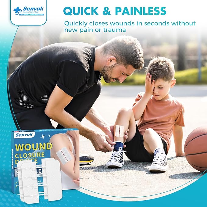 Zip Stitch Wound Closure Strips Extra Large | 2-Pack Stitchless Butterfly Bandages | Adjustable Tension for Painless Laceration Repair, Post-Surgery Care & Emergency First Aid