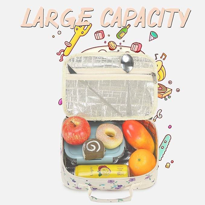 Kids Lunch Box Boys Girls Insulated Lunch Cooler Bag Reusable Lunch Tote Kit for School Travel