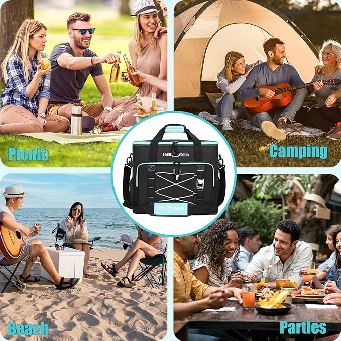 INSMEER Insulated Cooler Bag 90Cans/55L Large Cooler Bag Soft Sided Cooler with Shoulder Strap, Collapsible Coolers, Portable Leakproof Lunch Cooler for Camping/Beach/Food Delivery/Picnic