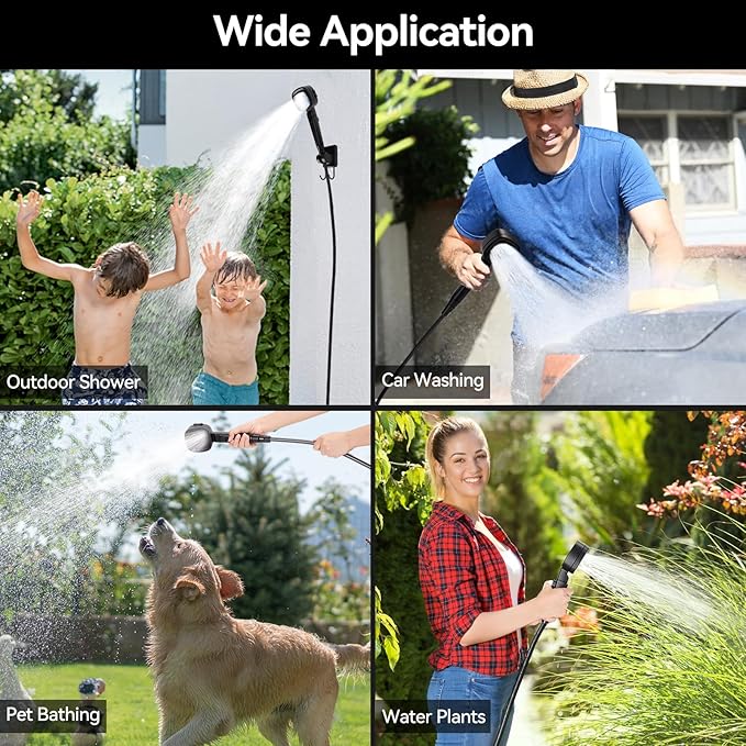 7800mAh Portable Shower for Camping, Rechargeable Electric Outdoor Shower Kit with Handbag, Filtered Shower Head, IPX7 Waterproof Shower Pump for Camp, Hiking, Car Washing, Pet Bath