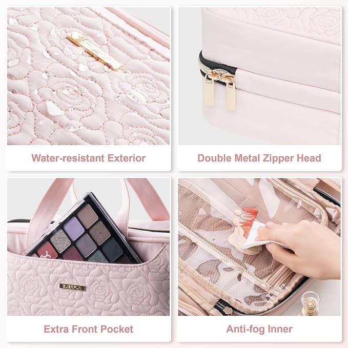 Everfun Hanging Travel Toiletry Bag for Women Traveling With Leakproof Compartment Makeup Cosmetic Organizer Dopp Kit Travel Accessories Essentials Must Have