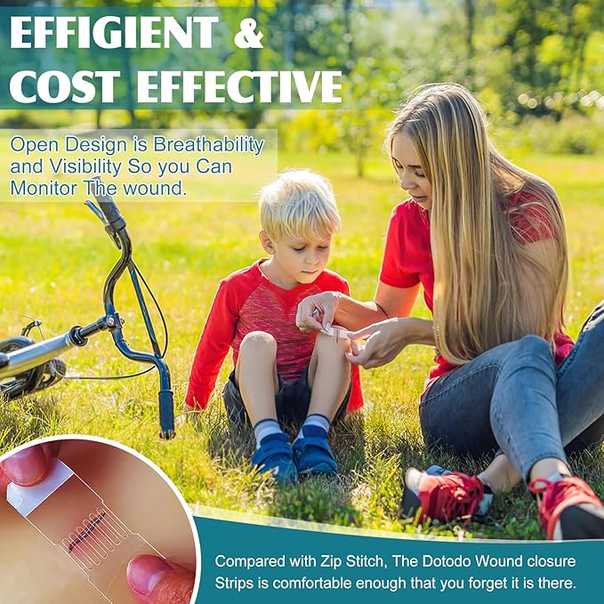 4PCS Emergency Wound Closure Strips Laceration Closure Kit Repair Wounds Without Stitches Elastic Skin Clean Cover Closure Device Sutures Butterfly Bandaids First Aid Kit