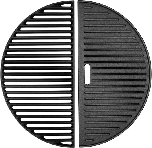 18" Grill Grate & Griddle Replacement for Kamado Joe Grill Accessories Classic III, II, I Stand-Alone, Solo Stove, for Large Big Green Egg Cast Iron Grate, Vision Parts VGKSS-CC2, B-11N1A1-Y2A