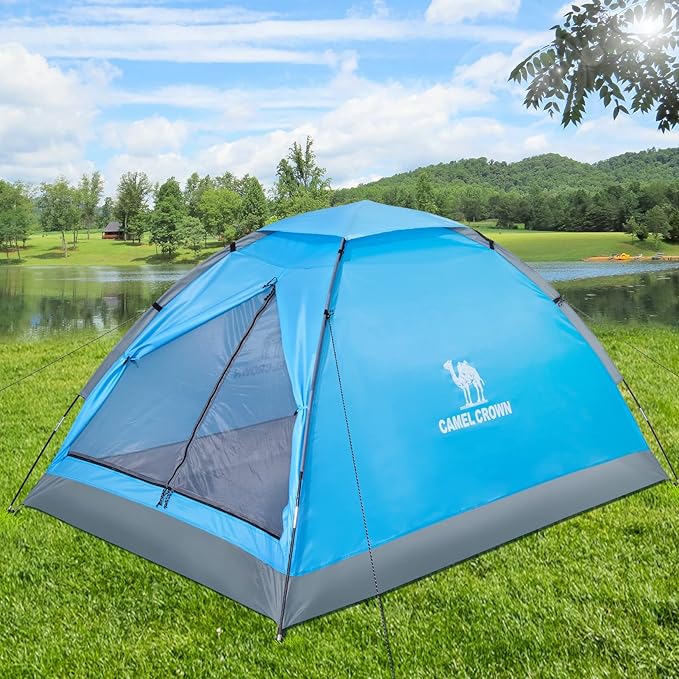 CAMEL CROWN 2/3/4 Person Camping Tent with Removable Rain Fly, Easy Setup Outdoor Tents Water Resistant Lightweight Portable for Family Backpacking Camping Hiking Traveling