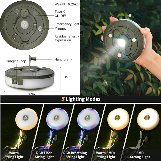 Camping Lights String Camp Lantern Better Retractable Waterproof Glowmate 4 in 1 Camp String Lights for Tent with 8 Modes 32.5ft LED Camp Lamp Necessities Decor Holiday Gifts for Christmas Halloween