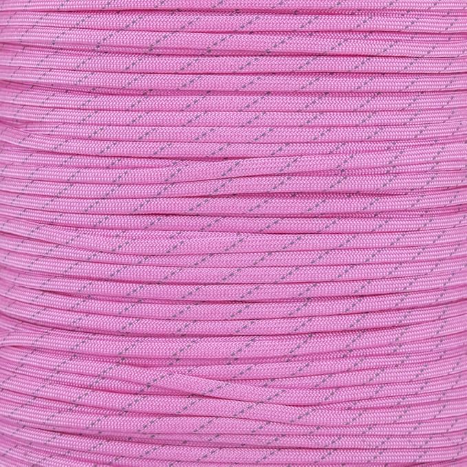 Reflective 550lb Paracord – 7 Strand Type III Nylon Parachute Cord for Hiking, Camping, and Fishing – 30+ Colors and 6 Length Options